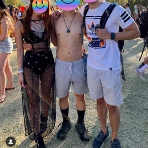 Festival Floral mesh black slip maxi dress